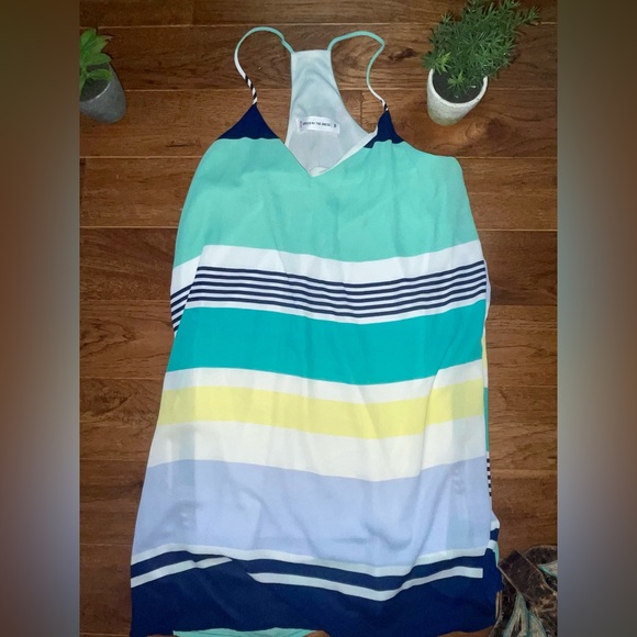 ⭐️NWOT SAVED BY THE DRESS MINT AND NAVY STRIPED TANK SHORT DRESS SZ SM - Picture 11 of 15